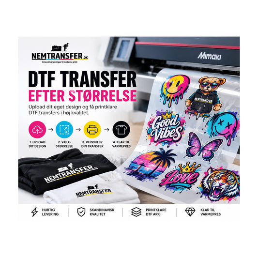 Bestil DTF-transfer i din ønskede størrelse